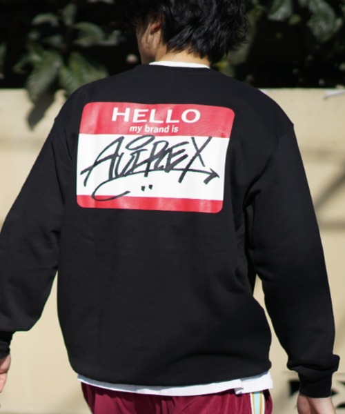 AVIREX(アヴィレックス)の「【直営店限定】HELLO MY BRAND IS SWEAT/ ハロー マイブランド イズスウェット / AVIREX / アヴィレックス(スウェット・メンズ・ホワイト/ブラック・MEDIUM/LARGE/X-LARGE)」の1枚目の写真