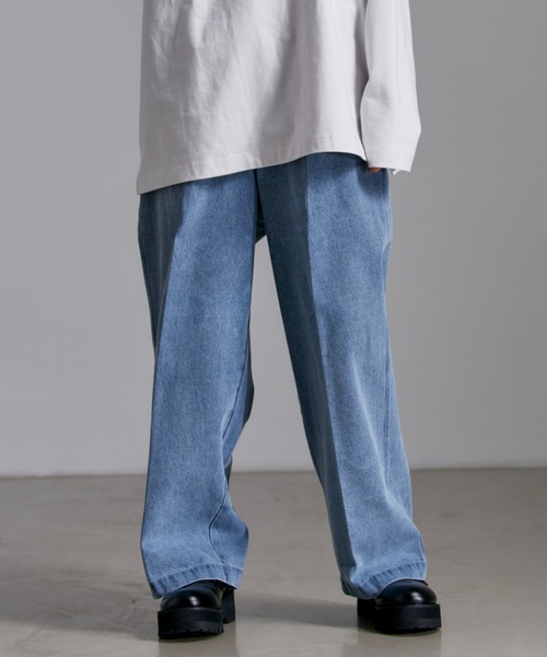 Loose/ルース(ルース)の「ワイドルーズ ストレートデニムパンツ(デニムパンツ・メンズ・オフホワイト/ブルー/グレー系その他/サックスブルー/インディゴブルー/ダークグレー・S/M/L/XS)」の6枚目の写真