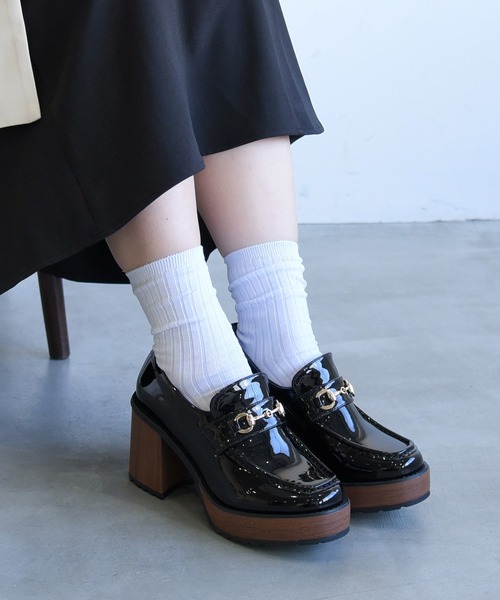 NOFALL(ノーフォール)の「厚底スタック風ビットローファー(ローファー・レディース・ブラック/ブラウン/ブラック系その他・LL/S/M/L)」の1枚目の写真