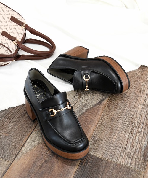 NOFALL(ノーフォール)の「厚底スタック風ビットローファー(ローファー・レディース・ブラック/ブラウン/ブラック系その他・LL/S/M/L)」の2枚目の写真