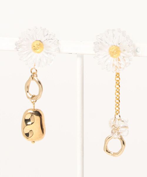 tone（トーン）の「【Merror】2way フラワーモチーフのアシメビーズピアス(MA)（ピアス（両耳用）・レディース・クリア・FREE）」の9枚目の写真