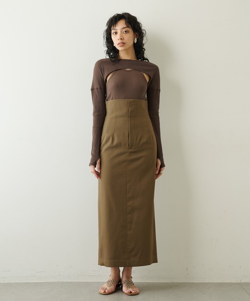 Whim Gazette（ウィムガゼット）の「【OVERNEATH】リブタンク（タンクトップ・レディース・グレイッシュベージュ/ブラウン/ホワイト・S/M）」の20枚目の写真