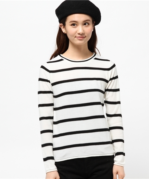 AZUL by moussy（アズールバイマウジー）の「ファイン綿タッチACクルーネック長袖PO（ニット/セーター・レディース・ホワイト系その他/ダークネイビー/ライム/ネイビー・MEDIUM/LARGE/SMALL）」の5枚目の写真