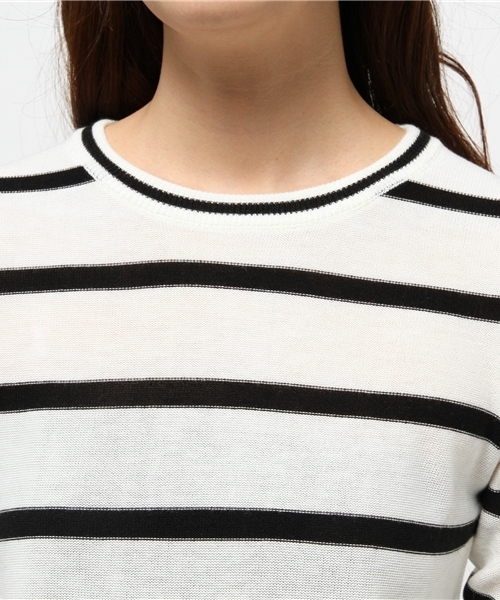 AZUL by moussy（アズールバイマウジー）の「ファイン綿タッチACクルーネック長袖PO（ニット/セーター・レディース・ホワイト系その他/ダークネイビー/ライム/ネイビー・MEDIUM/LARGE/SMALL）」の9枚目の写真