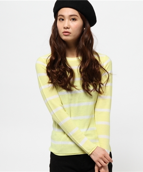 AZUL by moussy（アズールバイマウジー）の「ファイン綿タッチACクルーネック長袖PO（ニット/セーター・レディース・ホワイト系その他/ダークネイビー/ライム/ネイビー・MEDIUM/LARGE/SMALL）」の13枚目の写真