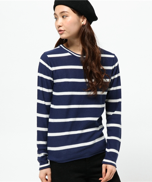 AZUL by moussy（アズールバイマウジー）の「ファイン綿タッチACクルーネック長袖PO（ニット/セーター・レディース・ホワイト系その他/ダークネイビー/ライム/ネイビー・MEDIUM/LARGE/SMALL）」の14枚目の写真