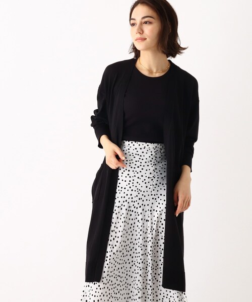 OPAQUE.CLIP（オペークドットクリップ）の「◆ロングカーディガン【エクストラファインオーガニックコットン】（カーディガン/ボレロ・レディース・ブラック/サンドベージュ/オフホワイト/ブラウン系その他・38/42/40）」の2枚目の写真