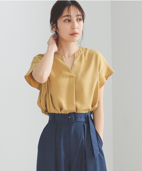 BEAMS HEART（ビームスハート）の「BEAMS HEART / スキッパー 袖フリル プルオーバー（シャツ/ブラウス・レディース・ネイビー/サックスブルー/イエロー/ホワイト系その他・ONE SIZE）」の4枚目の写真