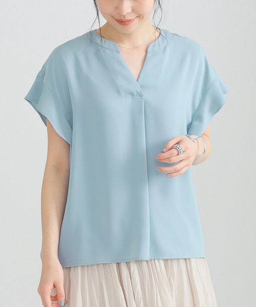 BEAMS HEART（ビームスハート）の「BEAMS HEART / スキッパー 袖フリル プルオーバー（シャツ/ブラウス・レディース・ネイビー/サックスブルー/イエロー/ホワイト系その他・ONE SIZE）」の9枚目の写真