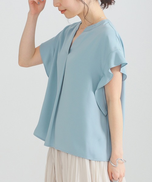BEAMS HEART（ビームスハート）の「BEAMS HEART / スキッパー 袖フリル プルオーバー（シャツ/ブラウス・レディース・ネイビー/サックスブルー/イエロー/ホワイト系その他・ONE SIZE）」の6枚目の写真