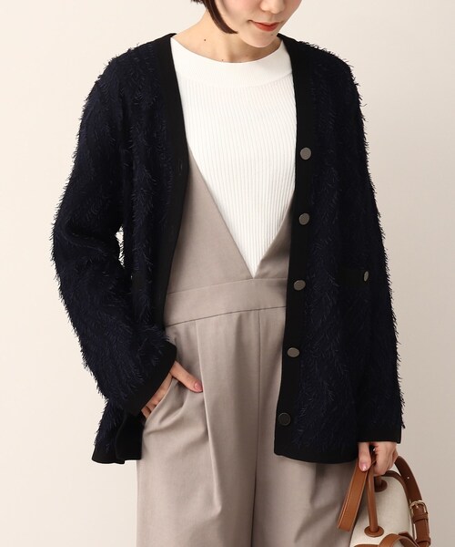 UNTITLED（アンタイトル）の「◆コットンリネン Vネックカーディガン（カーディガン/ボレロ・レディース・ネイビー系6/アイボリー系4・00/48/04/44/02）」の2枚目の写真