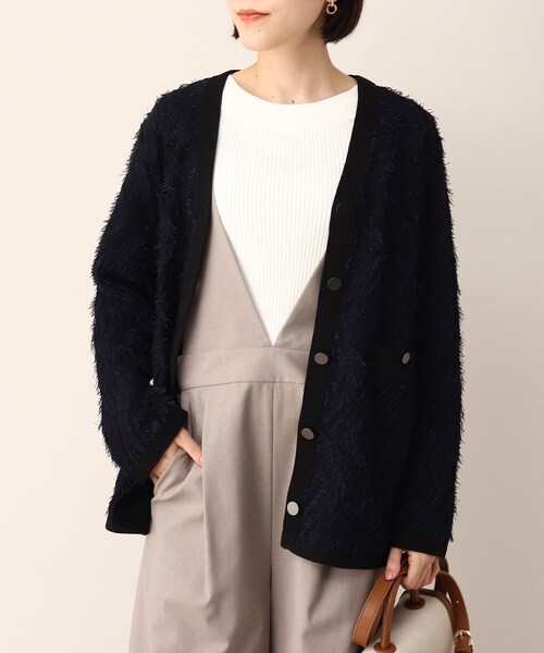 UNTITLED（アンタイトル）の「◆コットンリネン Vネックカーディガン（カーディガン/ボレロ・レディース・ネイビー系6/アイボリー系4・00/48/04/44/02）」の20枚目の写真