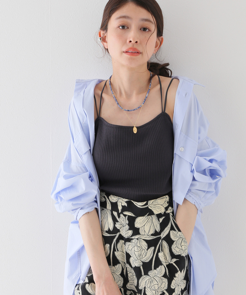 JOURNAL STANDARD relume(ジャーナルスタンダード レリューム)の「カップ付きスパゲティベアトップ(キャミソール・レディース・キャメル/ナチュラル/グリーン/グレー・FREE)」の7枚目の写真