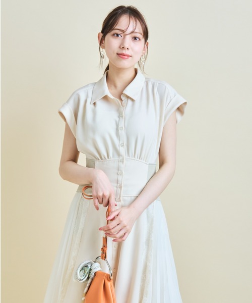 専用】マイストラーダ 大人綺麗め フロントプリーツシャツワンピース