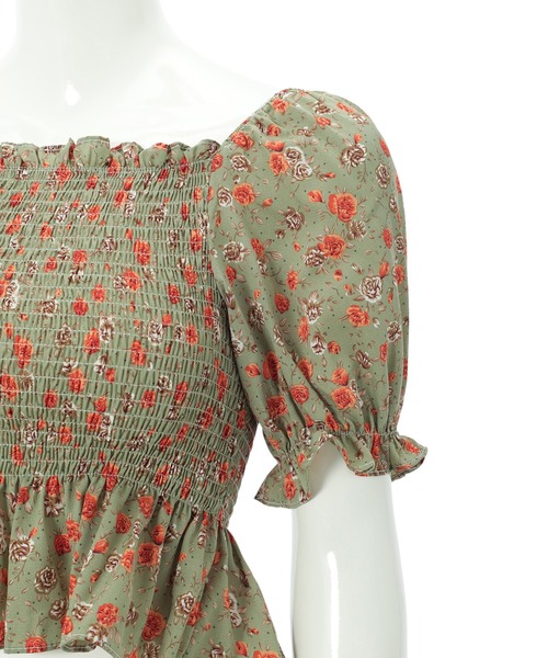 fifth（フィフス）の「アンティークフラワープリントギャザーブラウス（シャツ/ブラウス・レディース・グリーン/アイボリー・M）」の9枚目の写真