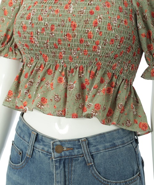 fifth（フィフス）の「アンティークフラワープリントギャザーブラウス（シャツ/ブラウス・レディース・グリーン/アイボリー・M）」の10枚目の写真