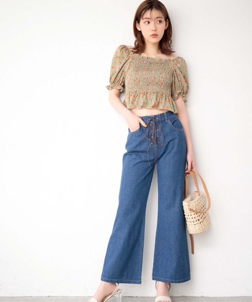 fifth（フィフス）の「アンティークフラワープリントギャザーブラウス（シャツ/ブラウス・レディース・グリーン/アイボリー・M）」の5枚目の写真