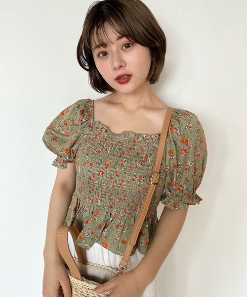 fifth（フィフス）の「アンティークフラワープリントギャザーブラウス（シャツ/ブラウス・レディース・グリーン/アイボリー・M）」の22枚目の写真