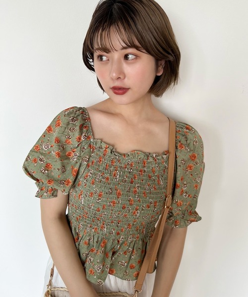 fifth（フィフス）の「アンティークフラワープリントギャザーブラウス（シャツ/ブラウス・レディース・グリーン/アイボリー・M）」の19枚目の写真