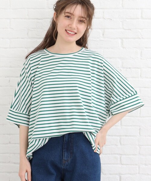 SHOO・LA・RUE（シューラルー）の「◆【接触冷感】フロントギャザードルマンプルオーバー（Tシャツ/カットソー・レディース・イエロー/ピンク系/ダークグリーン系2/ブラック系2/ホワイト系/ブラック・00）」の8枚目の写真