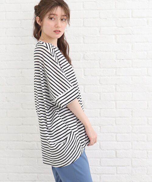 SHOO・LA・RUE（シューラルー）の「◆【接触冷感】フロントギャザードルマンプルオーバー（Tシャツ/カットソー・レディース・イエロー/ピンク系/ダークグリーン系2/ブラック系2/ホワイト系/ブラック・00）」の16枚目の写真