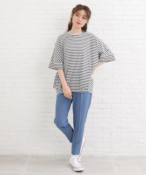 SHOO・LA・RUE（シューラルー）の「◆【接触冷感】フロントギャザードルマンプルオーバー（Tシャツ/カットソー・レディース・イエロー/ピンク系/ダークグリーン系2/ブラック系2/ホワイト系/ブラック・00）」の18枚目の写真