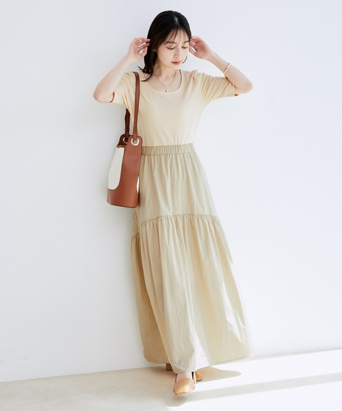 前後2WAY異素材ドッキングワンピース