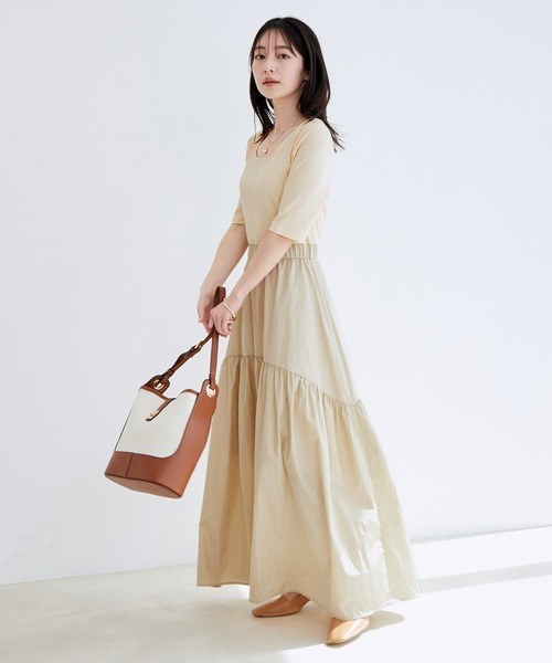 前後2WAY異素材ドッキングワンピース