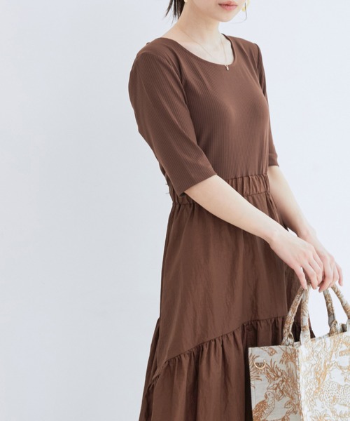 前後2WAY異素材ドッキングワンピース
