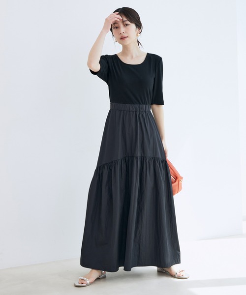 前後2WAY異素材ドッキングワンピース