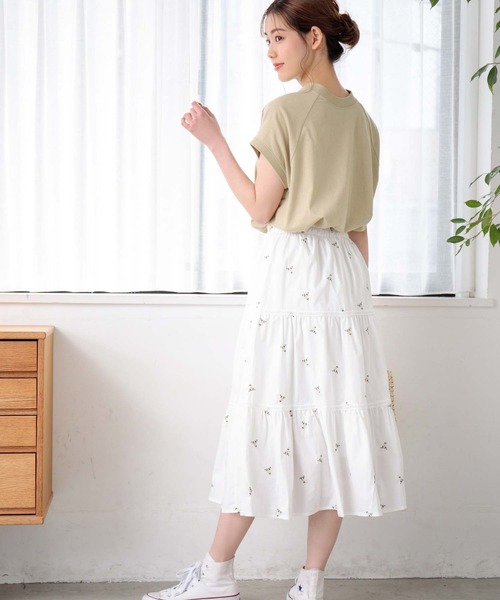 fifth（フィフス）の「刺繍ティアードスカート（スカート・レディース・ホワイト/ブラック・M）」の5枚目の写真
