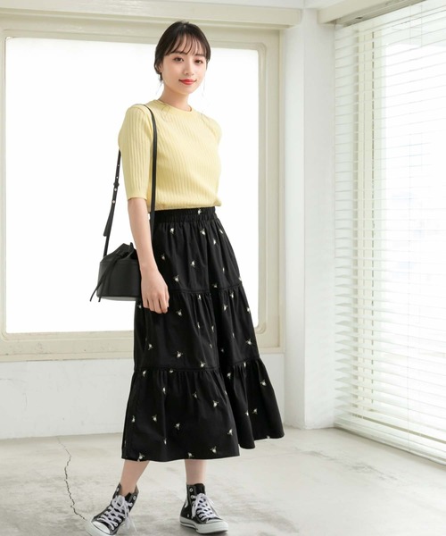 fifth（フィフス）の「刺繍ティアードスカート（スカート・レディース・ホワイト/ブラック・M）」の9枚目の写真