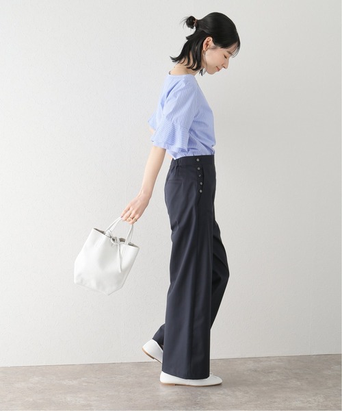 La TOTALITE - 新品未使用✨大人気 ラトータリテ　ラッフルスリーブ ブラウス 白 麻混 洗える La TOTALITE（ラトータリテ）の「コットンラッフルスリーブ