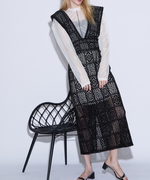 Solace（ソレイス）の「パネルレースワンピース /ジャンスカ（ジャンパースカート・レディース・ブラック/ブラック系その他/ナチュラル・LARGE/MEDIUM）」の20枚目の写真