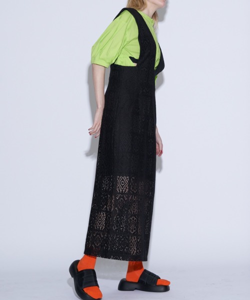 Solace（ソレイス）の「パネルレースワンピース /ジャンスカ（ジャンパースカート・レディース・ブラック/ブラック系その他/ナチュラル・LARGE/MEDIUM）」の4枚目の写真