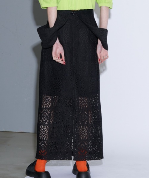 Solace（ソレイス）の「パネルレースワンピース /ジャンスカ（ジャンパースカート・レディース・ブラック/ブラック系その他/ナチュラル・LARGE/MEDIUM）」の8枚目の写真