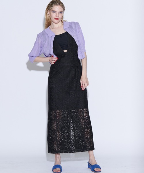 Solace（ソレイス）の「パネルレースワンピース /ジャンスカ（ジャンパースカート・レディース・ブラック/ブラック系その他/ナチュラル・LARGE/MEDIUM）」の15枚目の写真