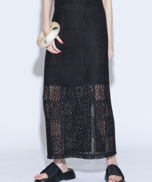 Solace（ソレイス）の「パネルレースワンピース /ジャンスカ（ジャンパースカート・レディース・ブラック/ブラック系その他/ナチュラル・LARGE/MEDIUM）」の10枚目の写真