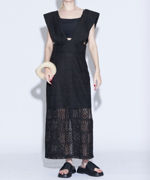 Solace（ソレイス）の「パネルレースワンピース /ジャンスカ（ジャンパースカート・レディース・ブラック/ブラック系その他/ナチュラル・LARGE/MEDIUM）」の12枚目の写真