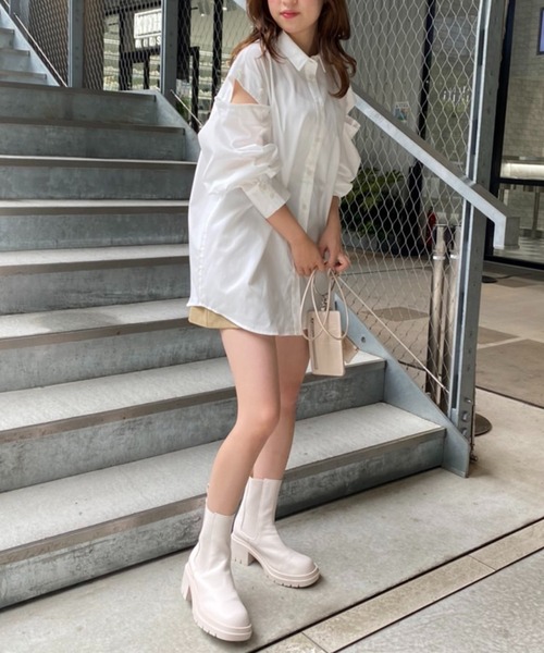 one after another NICE CLAUP（ワンアフターアナザーナイスクラップ）の「【2022AWアイテム】ヒールアップタンク底サイドゴアブーツ（ブーツ・レディース・ブラック/アイボリー/キャメル・SMALL/MEDIUM/LARGE）」の17枚目の写真