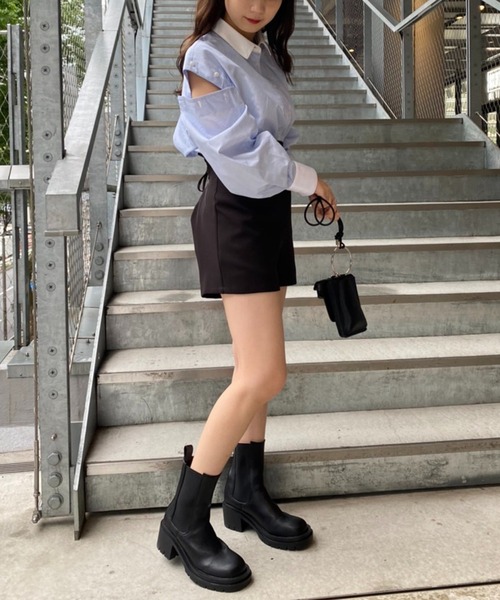 one after another NICE CLAUP（ワンアフターアナザーナイスクラップ）の「【2022AWアイテム】ヒールアップタンク底サイドゴアブーツ（ブーツ・レディース・ブラック/アイボリー/キャメル・SMALL/MEDIUM/LARGE）」の8枚目の写真