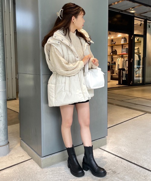 one after another NICE CLAUP（ワンアフターアナザーナイスクラップ）の「【2022AWアイテム】ヒールアップタンク底サイドゴアブーツ（ブーツ・レディース・ブラック/アイボリー/キャメル・SMALL/MEDIUM/LARGE）」の10枚目の写真