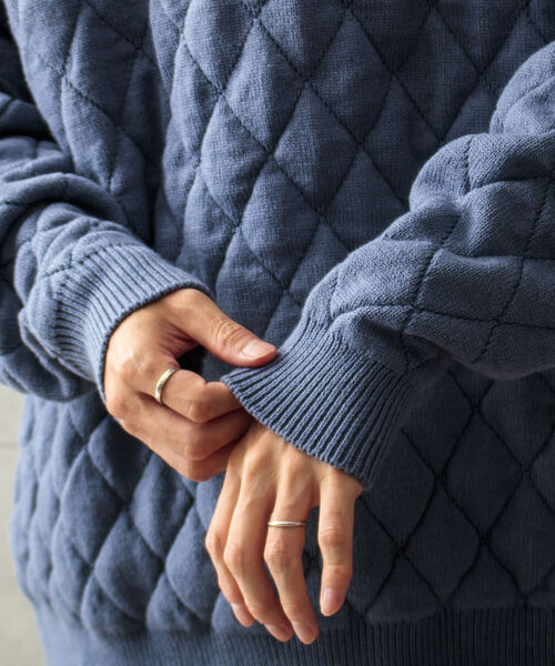 GLOSTER(グロスター)の「【GLOSTER/グロスター】キルティングニット プルオーバー アーガイル ダイヤ柄(ニット/セーター・メンズ・オフホワイト/ネイビー/サックスブルー・M/L)」の6枚目の写真