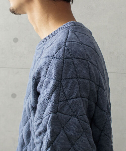GLOSTER(グロスター)の「【GLOSTER/グロスター】キルティングニット プルオーバー アーガイル ダイヤ柄(ニット/セーター・メンズ・オフホワイト/ネイビー/サックスブルー・M/L)」の8枚目の写真