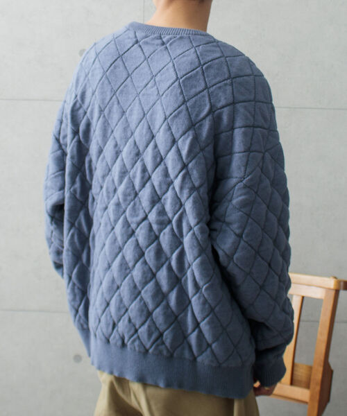GLOSTER(グロスター)の「【GLOSTER/グロスター】キルティングニット プルオーバー アーガイル ダイヤ柄(ニット/セーター・メンズ・オフホワイト/ネイビー/サックスブルー・M/L)」の9枚目の写真