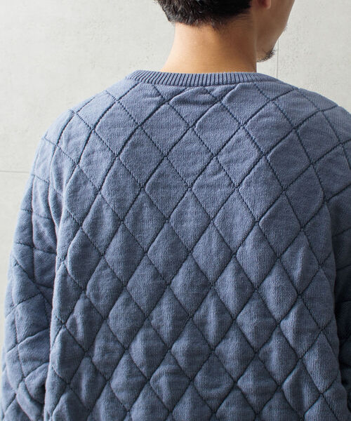 GLOSTER(グロスター)の「【GLOSTER/グロスター】キルティングニット プルオーバー アーガイル ダイヤ柄(ニット/セーター・メンズ・オフホワイト/ネイビー/サックスブルー・M/L)」の10枚目の写真
