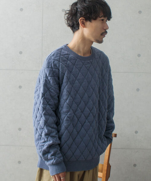 GLOSTER(グロスター)の「【GLOSTER/グロスター】キルティングニット プルオーバー アーガイル ダイヤ柄(ニット/セーター・メンズ・オフホワイト/ネイビー/サックスブルー・M/L)」の11枚目の写真