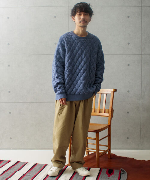 GLOSTER(グロスター)の「【GLOSTER/グロスター】キルティングニット プルオーバー アーガイル ダイヤ柄(ニット/セーター・メンズ・オフホワイト/ネイビー/サックスブルー・M/L)」の12枚目の写真