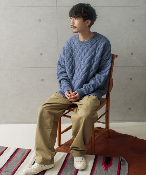 GLOSTER(グロスター)の「【GLOSTER/グロスター】キルティングニット プルオーバー アーガイル ダイヤ柄(ニット/セーター・メンズ・オフホワイト/ネイビー/サックスブルー・M/L)」の15枚目の写真