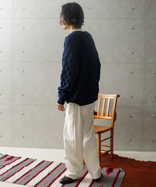 GLOSTER(グロスター)の「【GLOSTER/グロスター】キルティングニット プルオーバー アーガイル ダイヤ柄(ニット/セーター・メンズ・オフホワイト/ネイビー/サックスブルー・M/L)」の22枚目の写真